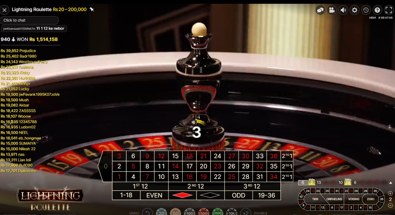 Lightning roulette live